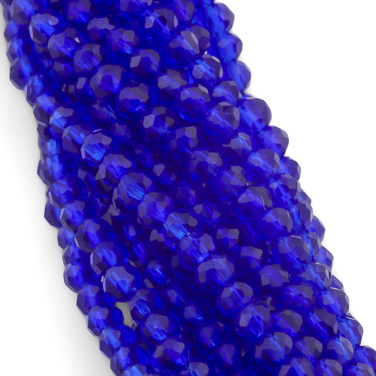 Бусины хрустальные на нитке в форме ронделя с огранкой 2.5х2 мм 170 шт. Синий (БС0202а34)