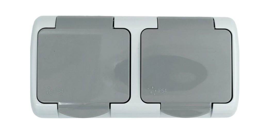 Розетка накладна подвійна Erste Outdoor Е8005-52 IP54