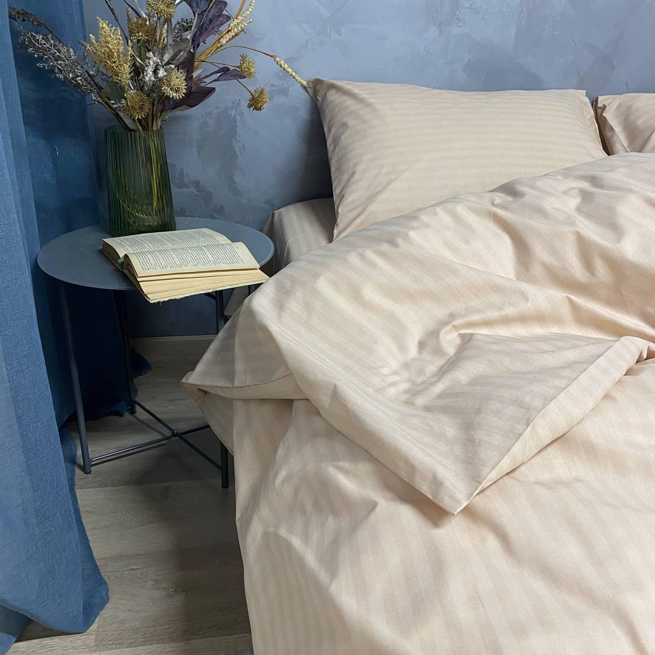 Простынь бязь Голд Lux в полоску 200х220 см Бежевый (001917)