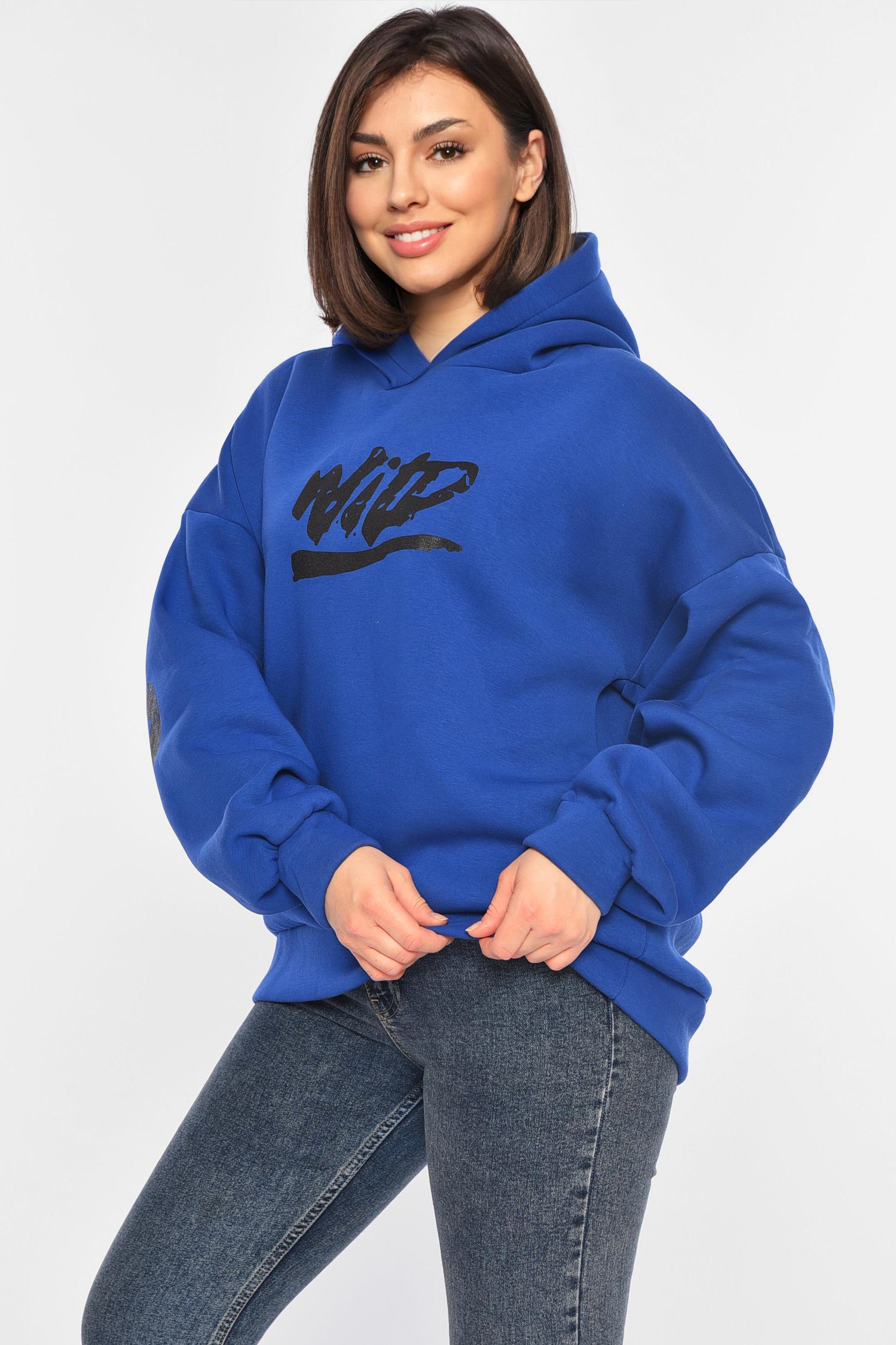 Худи женское на флисе XL-XXL Синий (195874) - фото 2 Худи женское на флисе XL-XXL Синий (195874) - фото 2