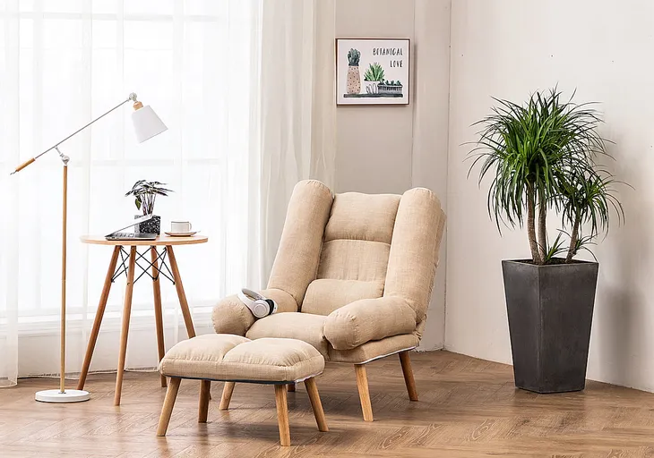 Кресло раскладное для отдыха Uszak Dior с подставкой для ног Бежевый - фото 3