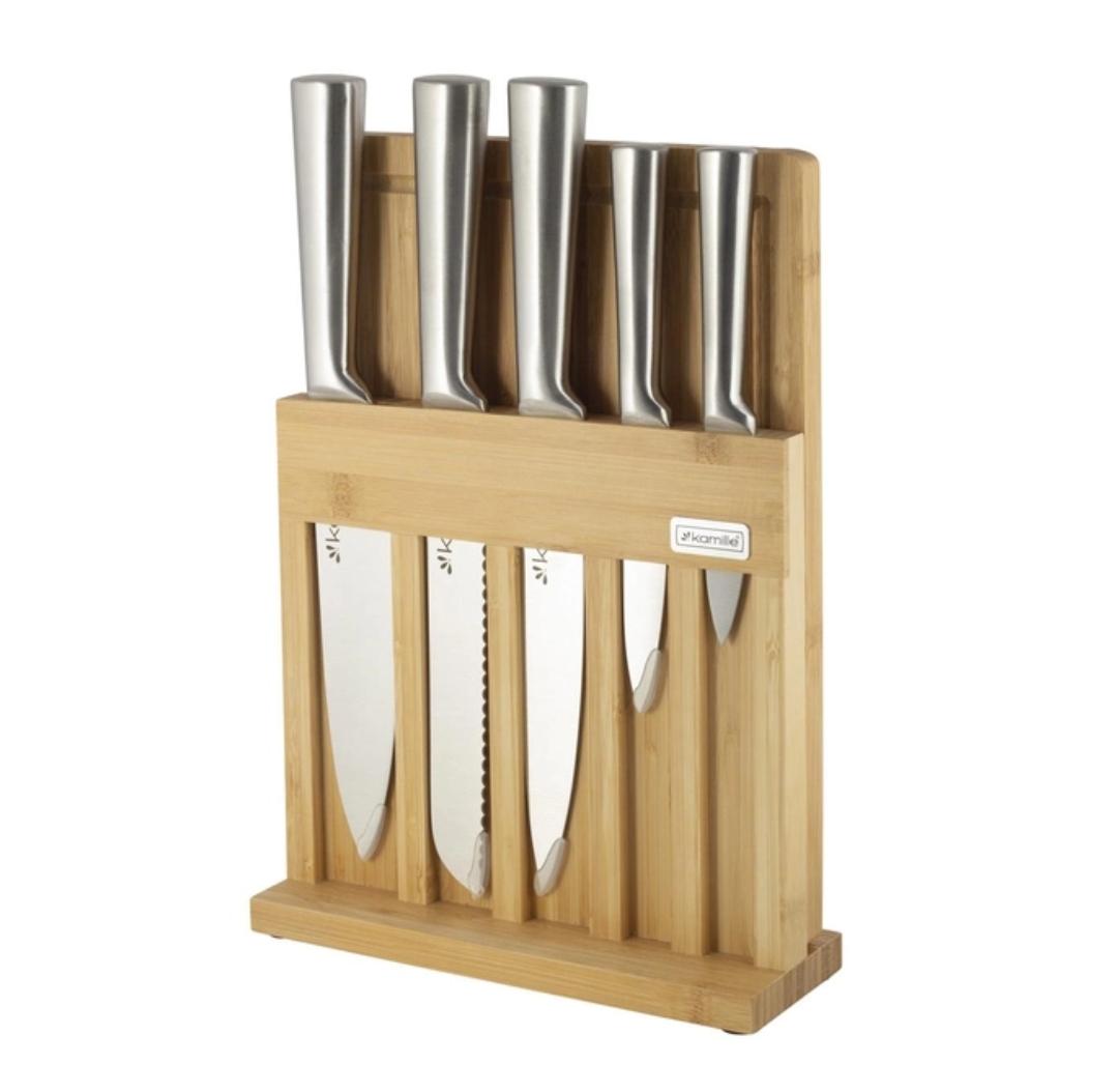 Набір кухонних ножів Kamilla нержавіюча сталь деревянна підставка 7 пр. (14962240)