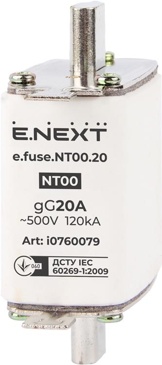 Предохранитель ножевой E.NEXT e.fuse.NT00.20 NT00 20А gG с плавкой вставкой (i0760079) - фото 1