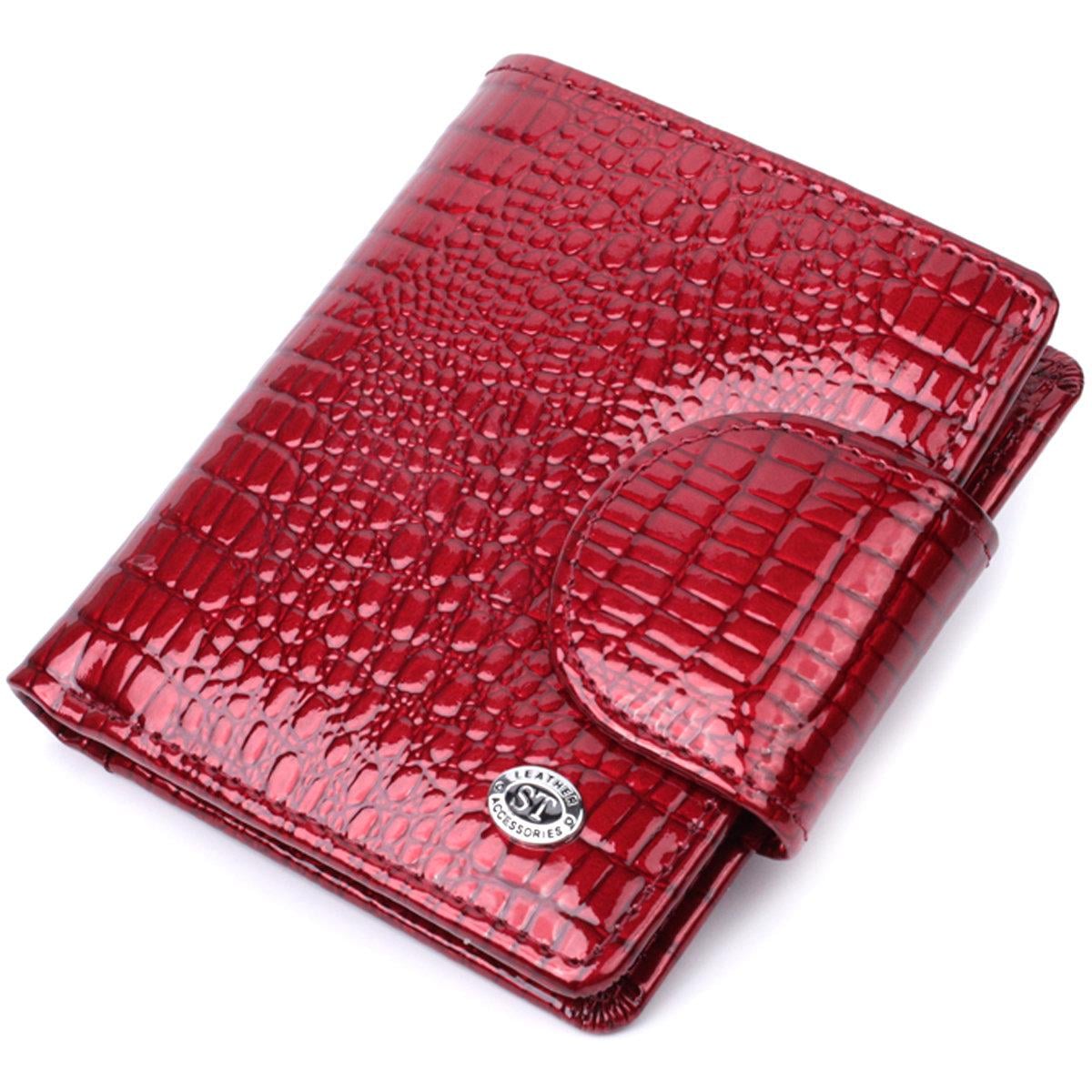 Кошелек ST Leather 22685 лакированный из натуральной кожи Красный (168-136-22685)
