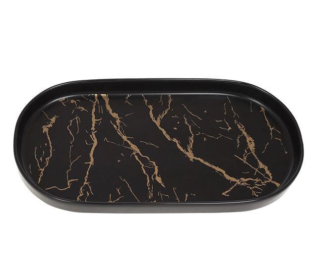 Блюдо фарфоровое овальное Мраморная роскошь 31х17 см (33355) - фото 1