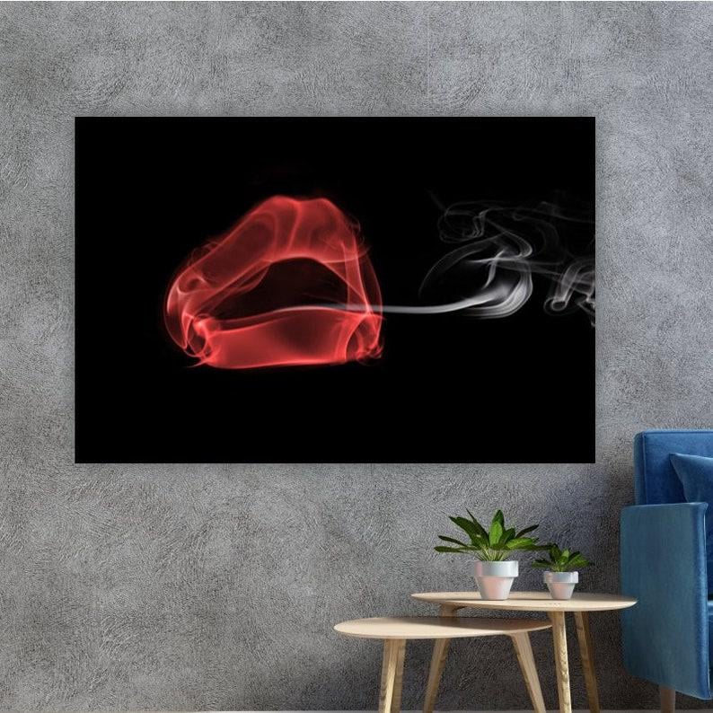 Картина на холсте KIL Art Красные губы и дым 122x81 см (184)