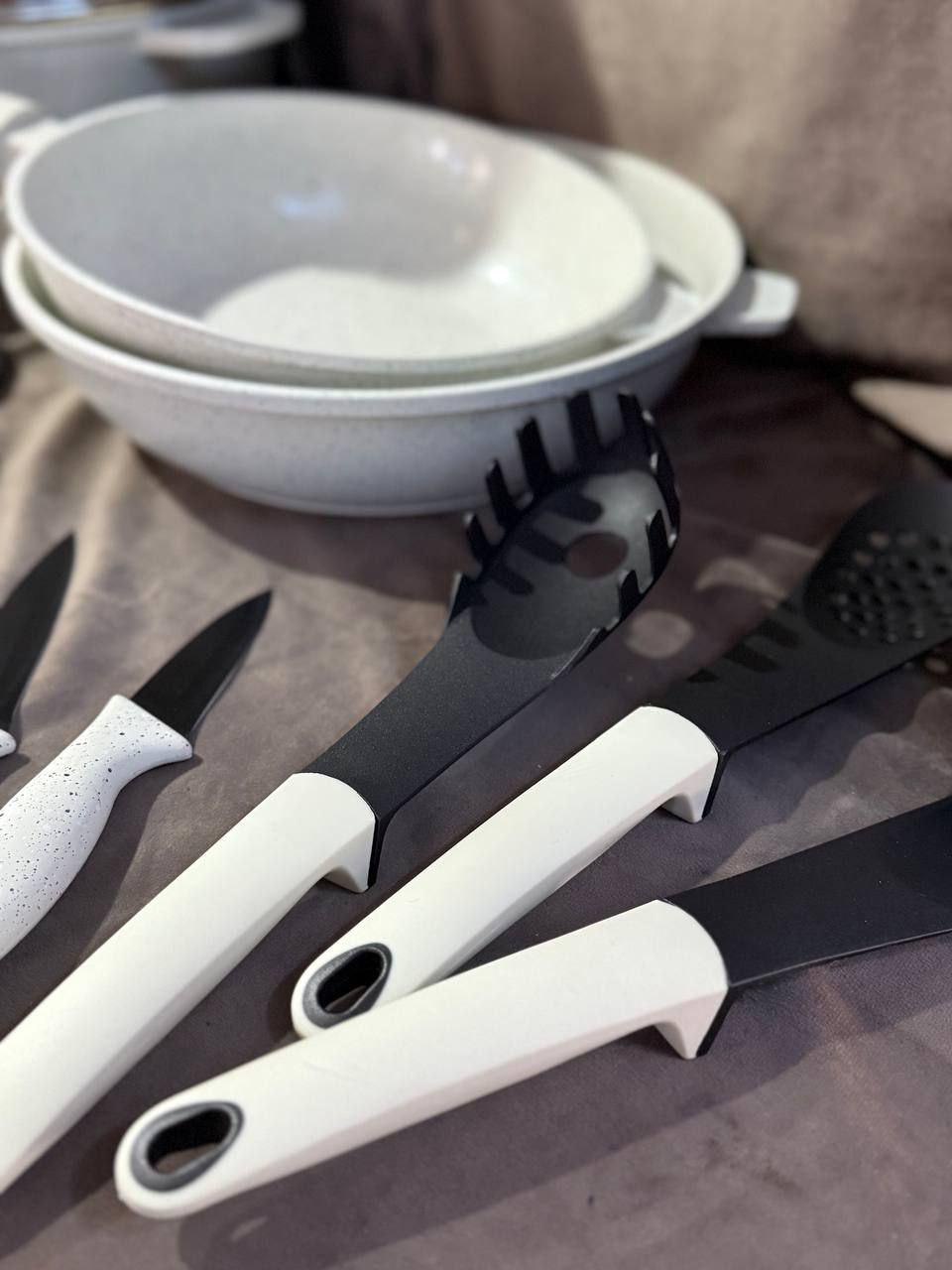 Набір кухонного посуду Edenberg EB-8185 з мармуровим антипригарним покриттям 21 предмет Бежевий (EB-8185) - фото 7 Набір кухонного посуду Edenberg EB-8185 з мармуровим антипригарним покриттям 21 предмет Бежевий (EB-8185) - фото 7