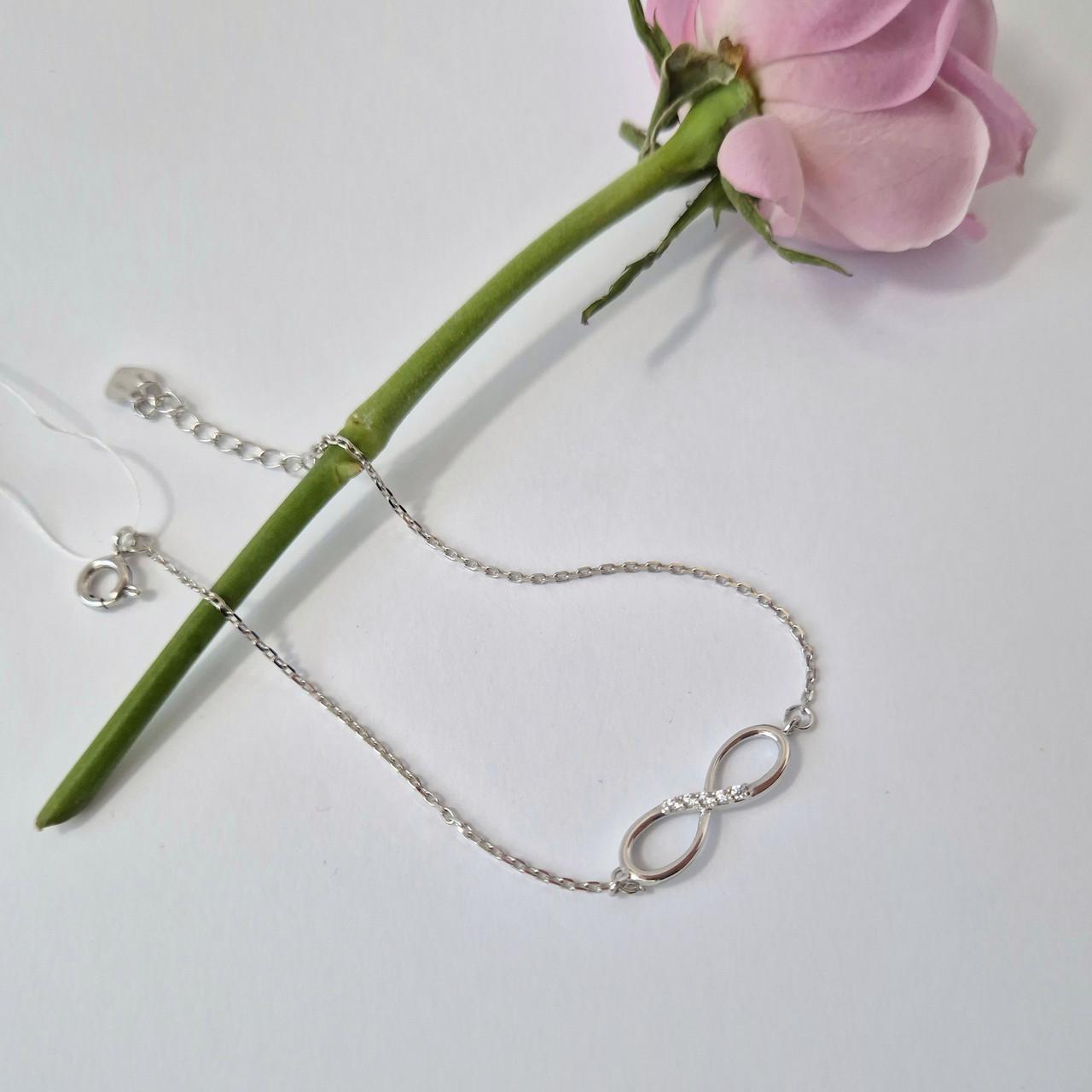 Браслет на руку бесконечность на цепочке серебро 925 пробы родированное 1,25 г 16,5-20 см (лк0322р)