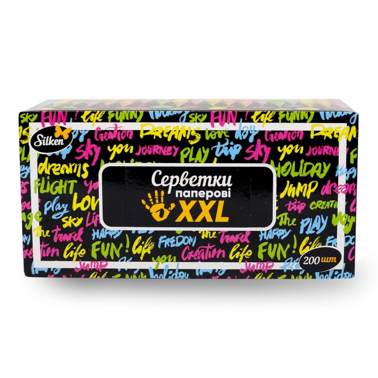 Серветки паперові Silken XXL 2 шари 200 шт. 1 коробка