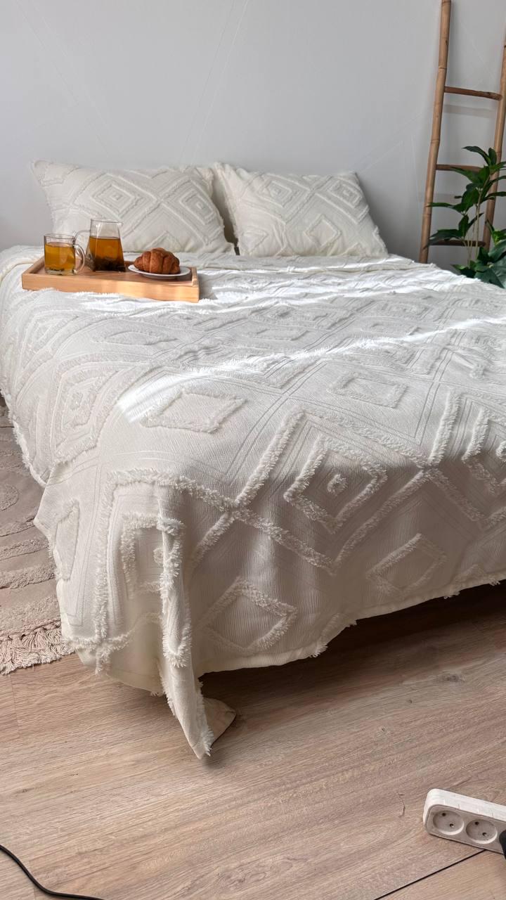 Покривало Скандинавський великий ромб 200х240 см Молочний - фото 8 Покривало Скандинавський великий ромб 200х240 см Молочний - фото 8