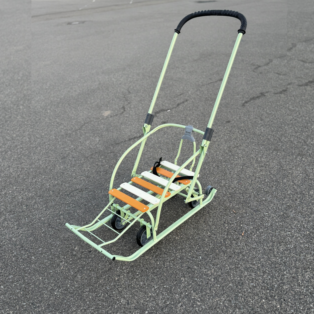 Санки-трансформер детские с колесами Мрія LUX 2026 Спелое яблоко/Белый/Коричнивый2