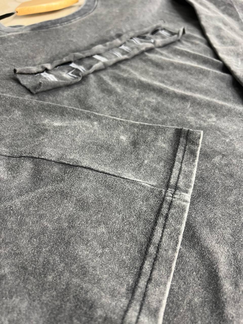 Футболка жіноча A-N 26029 широка варена тай дай довгий рукав 3\4 з вишивкою попереду OS Сірий (4015) - фото 10 Футболка жіноча A-N 26029 широка варена тай дай довгий рукав 3\4 з вишивкою попереду OS Сірий (4015) - фото 10