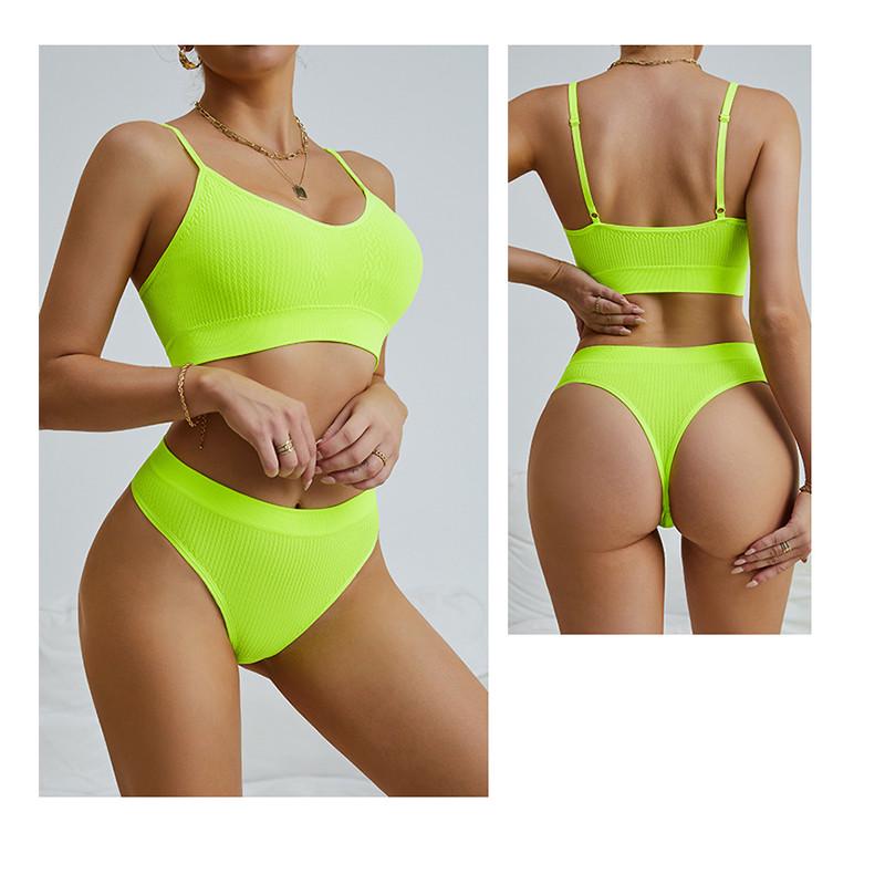 Комплект нижньої білизни жіночої Lesko 6608# Косичка труси та топ L Яскравий Лайм (27639513) - фото 5