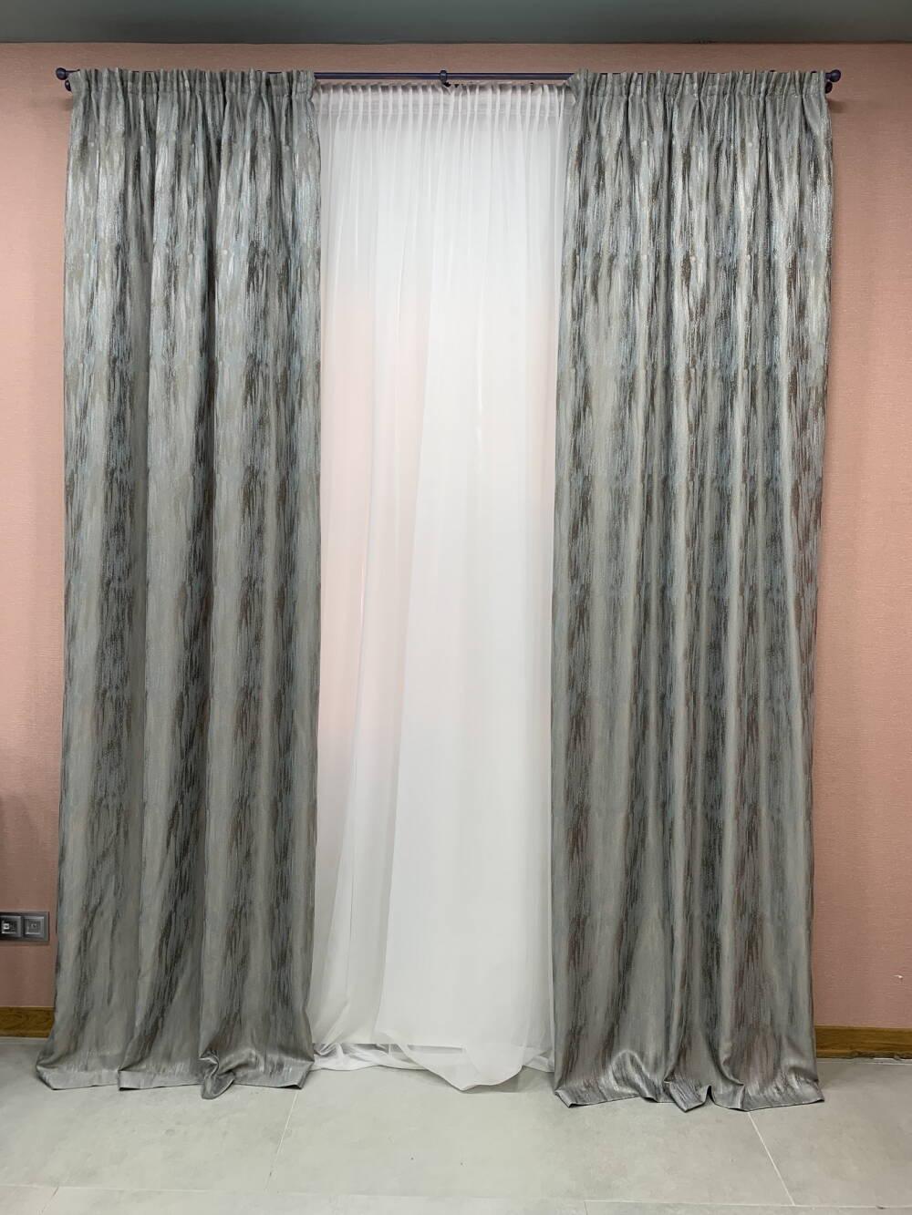 Шторы сатиновые 1,4 м 2 шт. Бежевый (000101638)