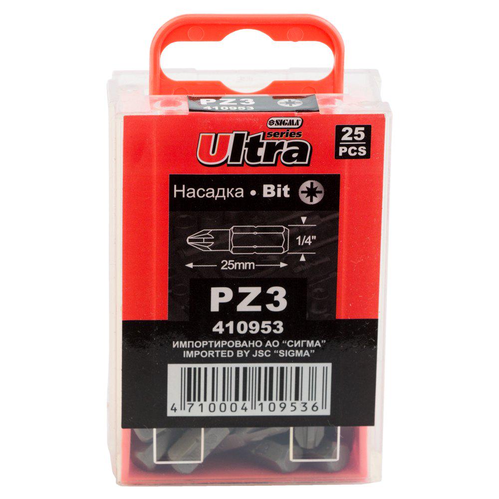 Набор бит Ultra PZ3 x 25 мм 1/4" 25 шт. S2 (4010602)