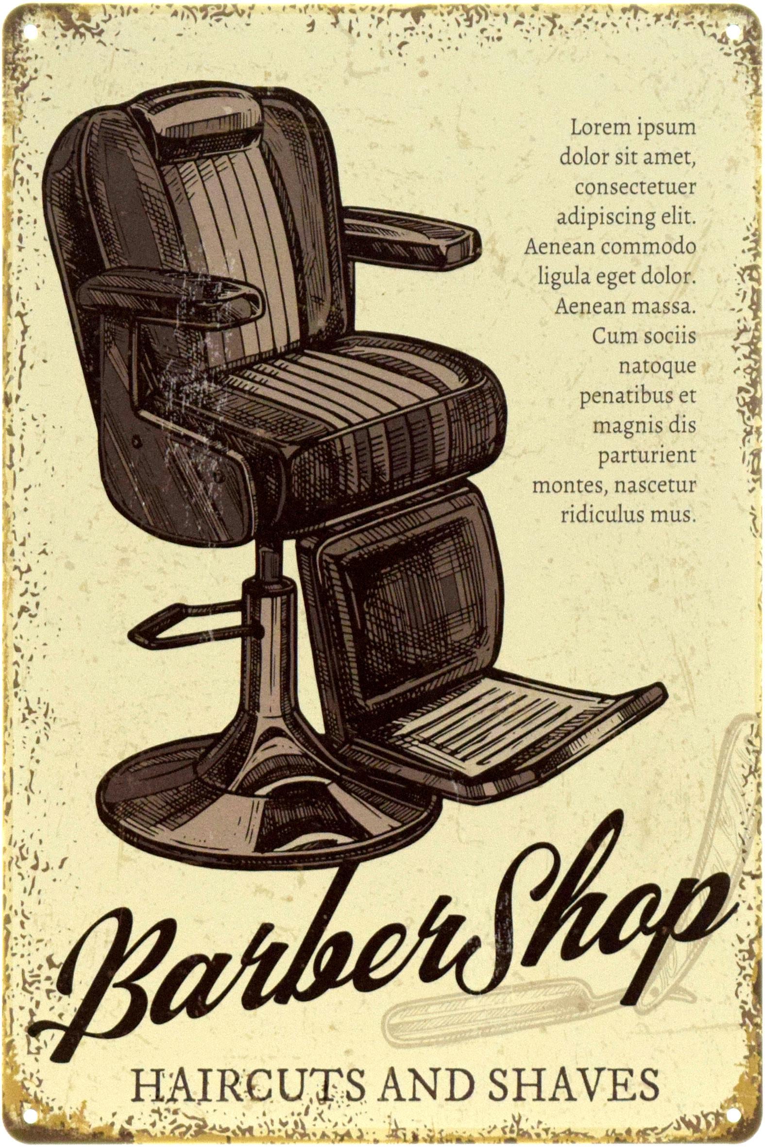Табличка металлическая "Barber Shop" 20x30 см (ms-104533)