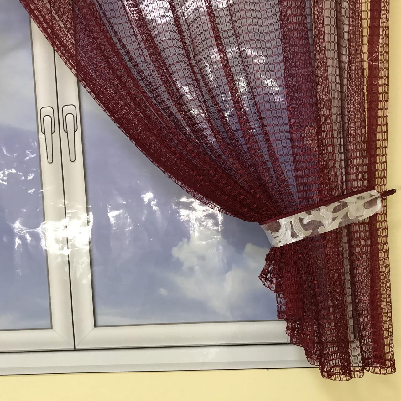 Фіранка коротка з сітки ALBO 400x180 см Бордовий - фото 4