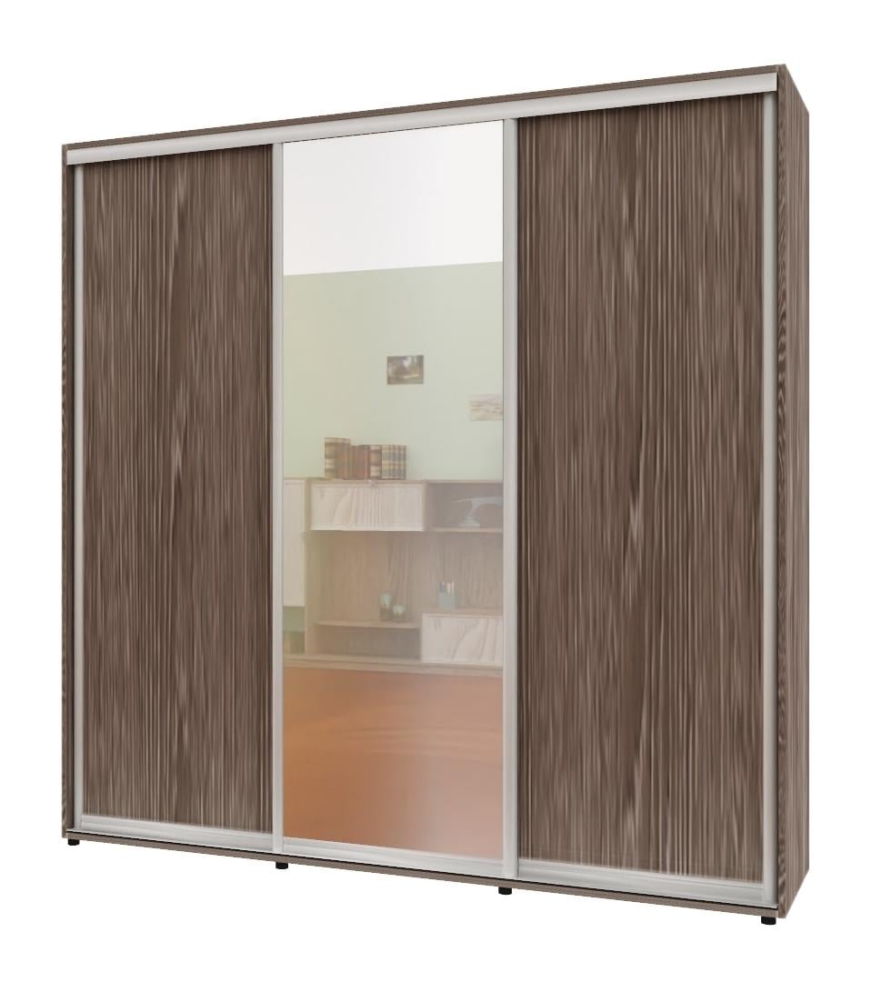 Шкаф-купе трехдверный Комфорт Мебель ДСП/Зеркало/ДСП Макси 230х60х210 см Трюфель