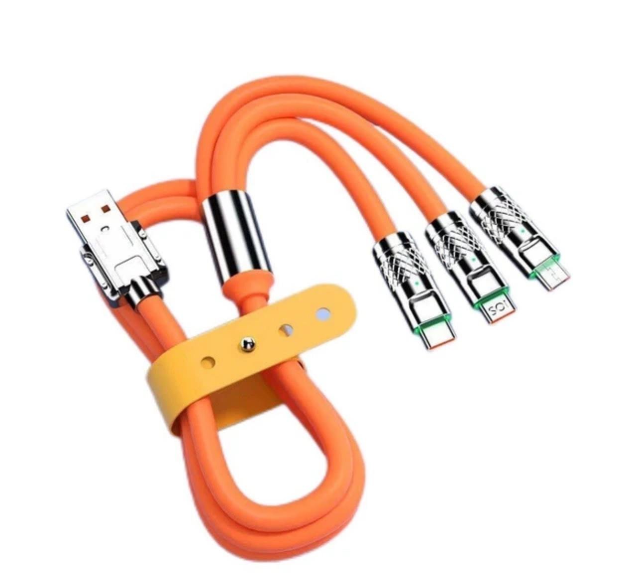 Кабель для быстрой зарядки для Samsung/Huawei/Xiaomi 3в1 Type-C + Micro 1,2 м 120 Вт 6 А