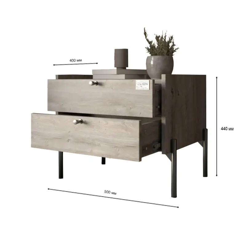 Тумба прикроватная Lion Wood черные ножки Кашемир (Lion-041356) - фото 3