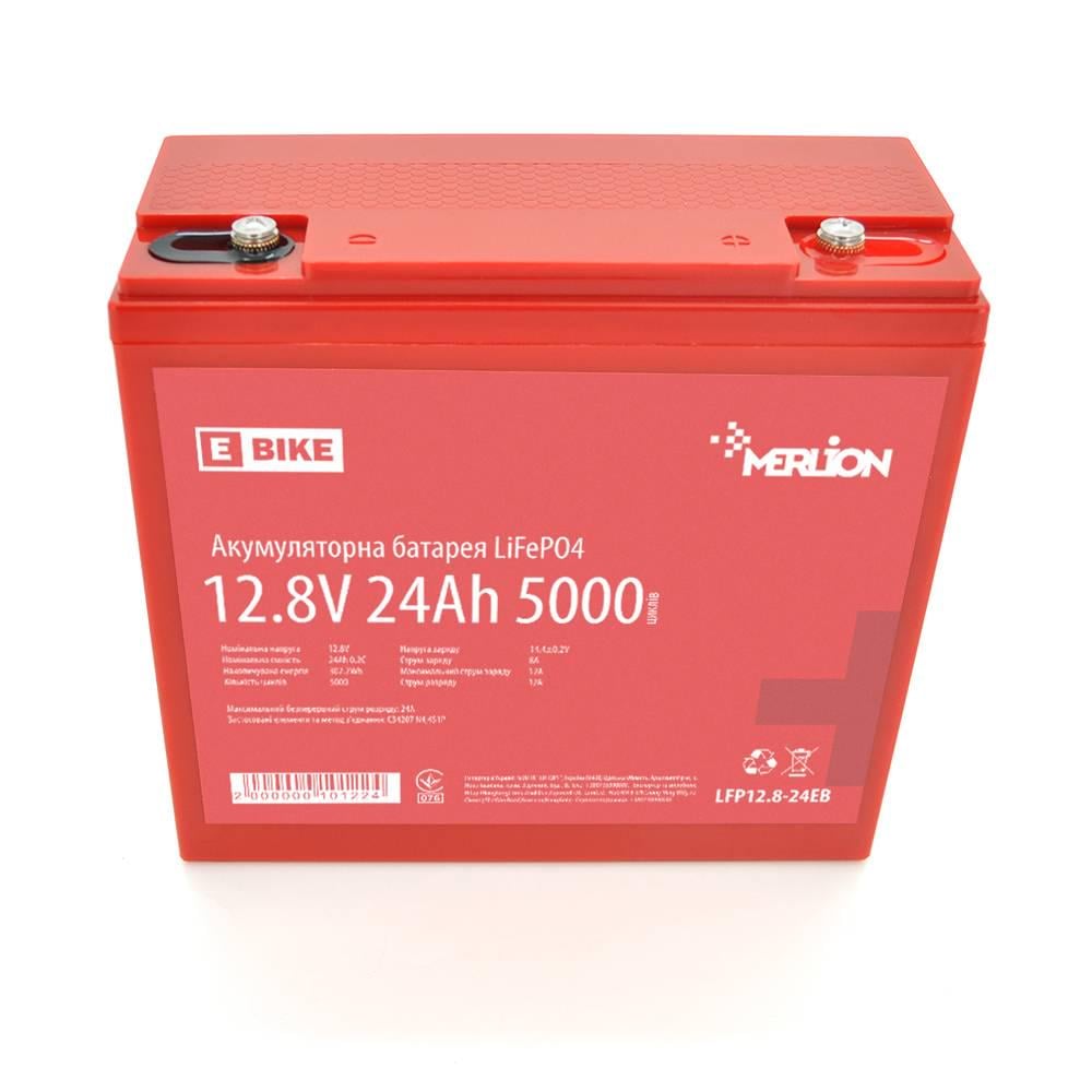 Акумулятор літій-залізо-фосфатний Merlion LiFePO4 12.8V 24AH 166x77x167 для електротранспорту 5000 циклів Q6