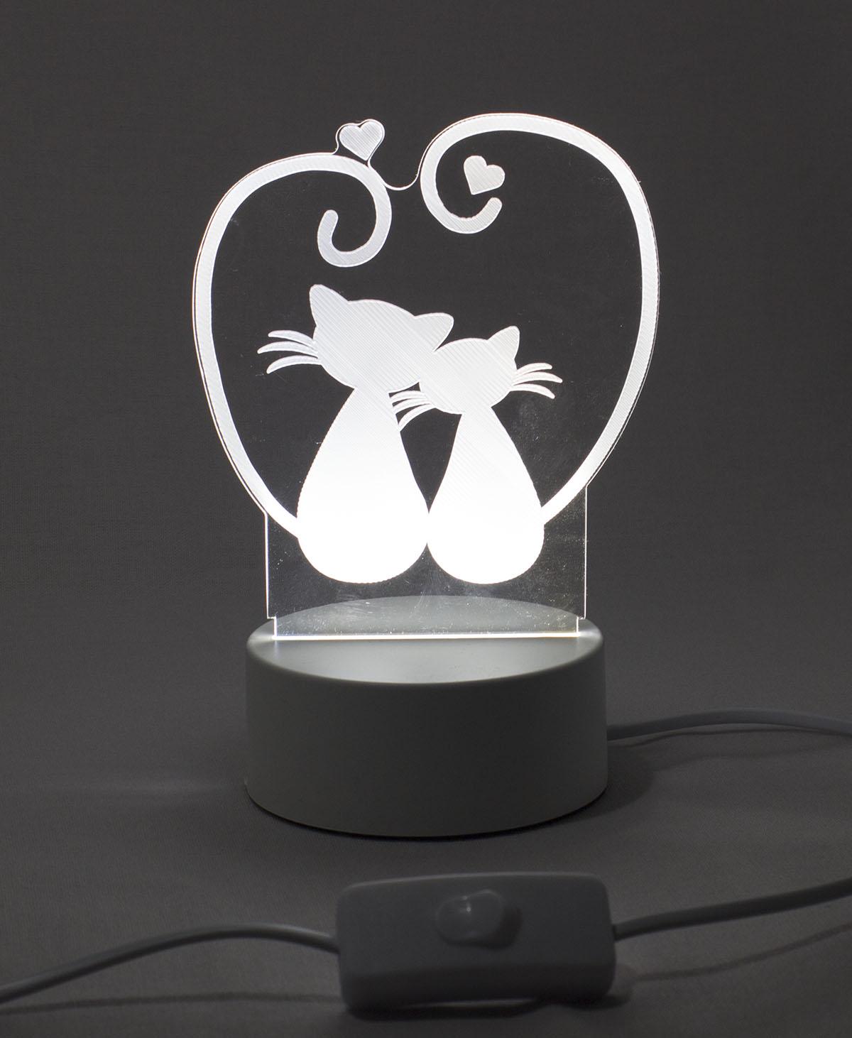 Ночник 3D Creative Кошки 3 оттенка 220 В Белый