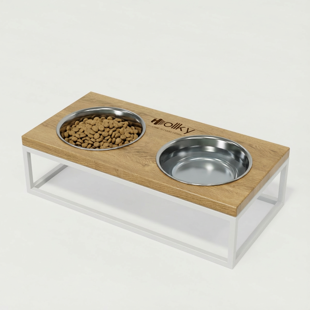 Миски на подставке для средних собак и больших котов Hollky Base M 2х0,95 л (BM-422110-WHNT) - фото 1 Миски на подставке для средних собак и больших котов Hollky Base M 2х0,95 л (BM-422110-WHNT) - фото 1