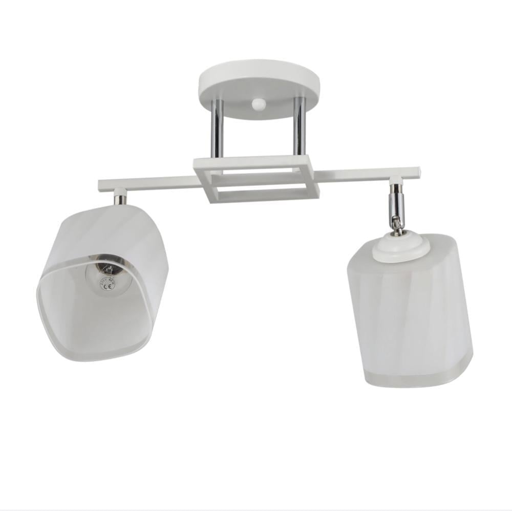 Люстра стельова Sirius G 07472/2 White+C на два квадратні плафони під лампу Е27 IP20 Білий/Хром (00000139724)
