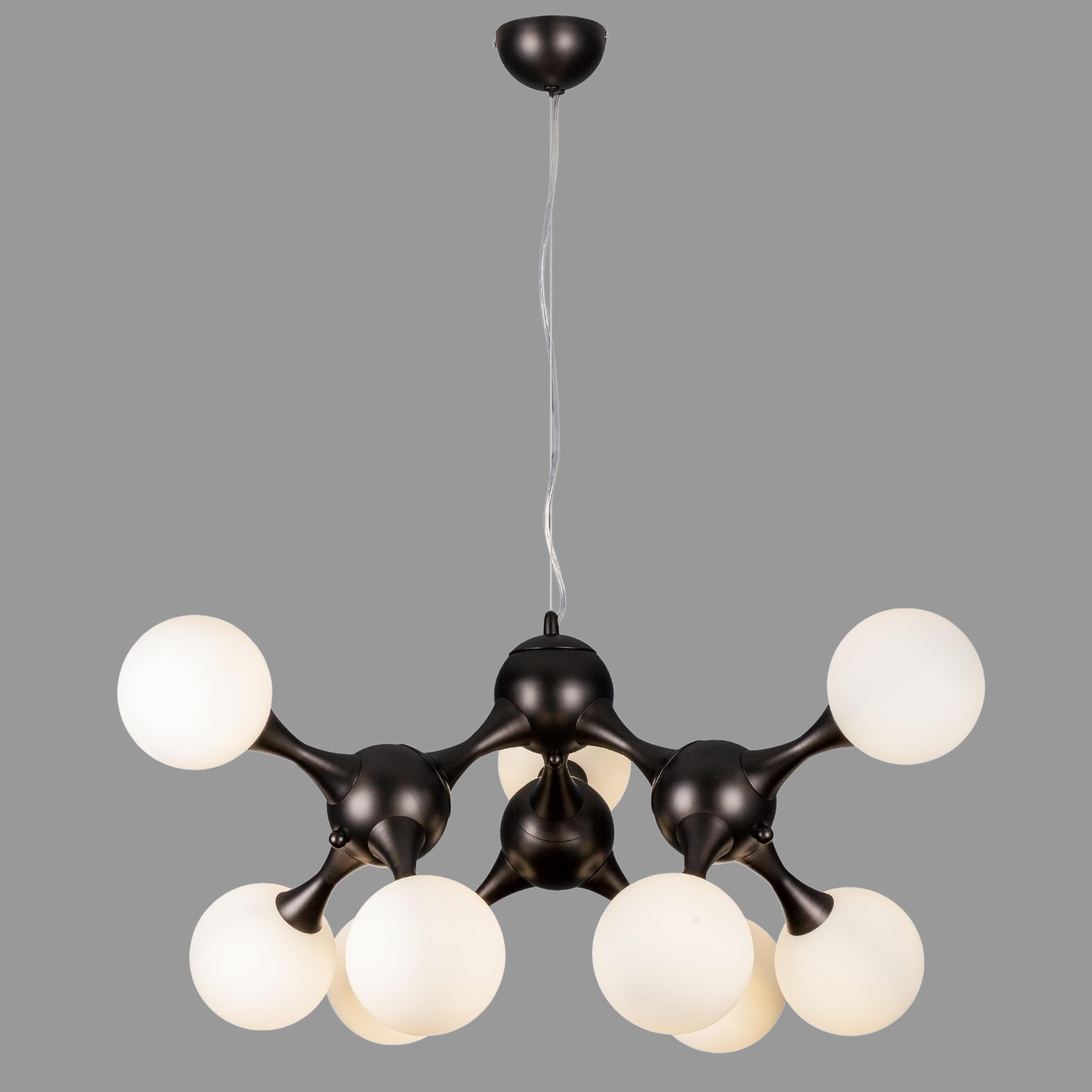 Люстра подвесная Молекула на 9 ламп Черный (52-9816-9 BK+WH)
