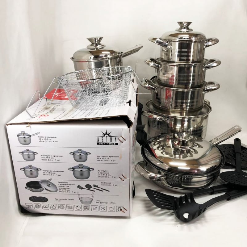 Набор посуды ASTRA A-2518 из нержавеющей стали 18 шт. (tf4521) - фото 13 Набор посуды ASTRA A-2518 из нержавеющей стали 18 шт. (tf4521) - фото 13