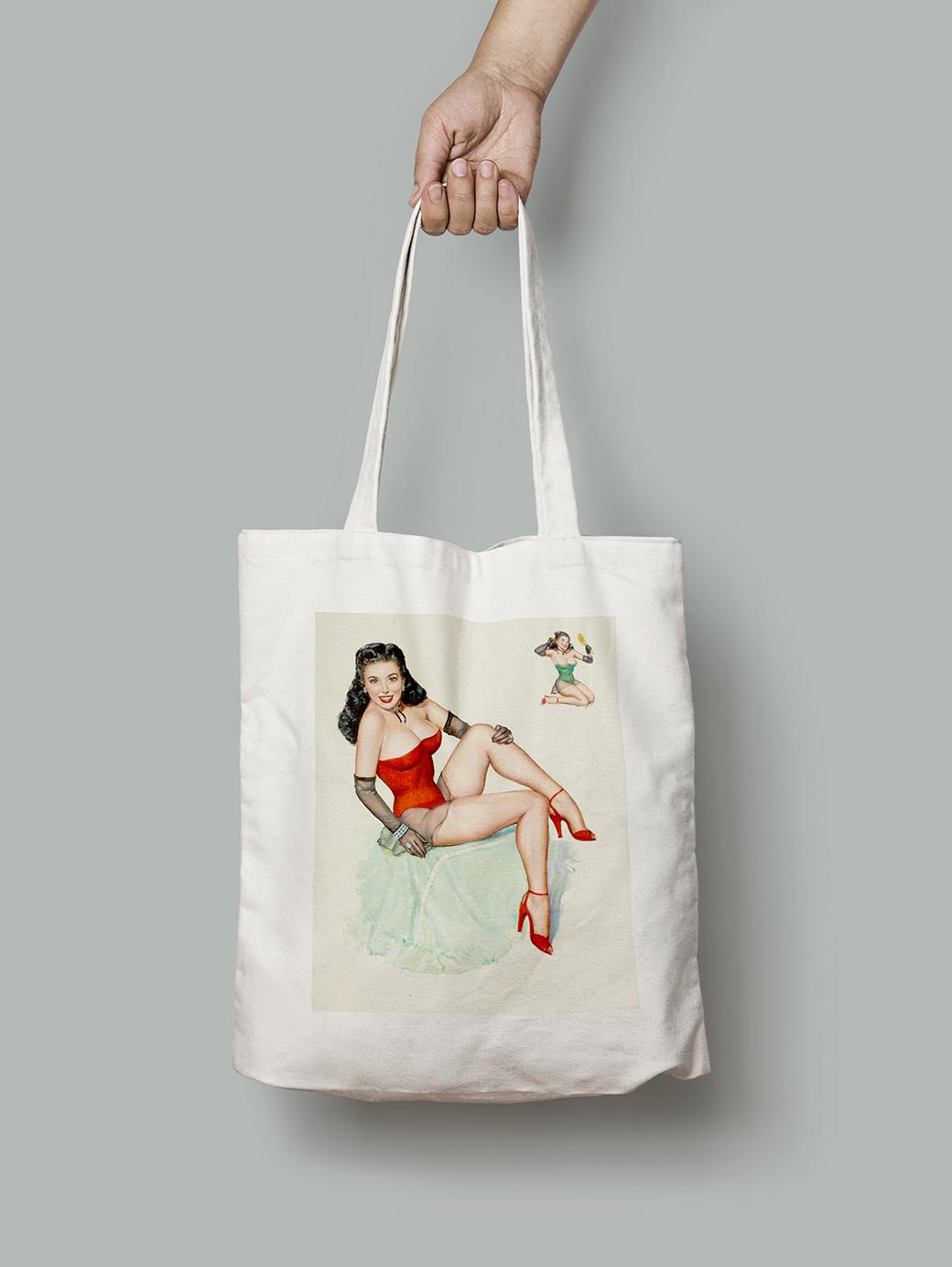 Эко-сумка шопер Пинап в красном. Джерри Томпсон