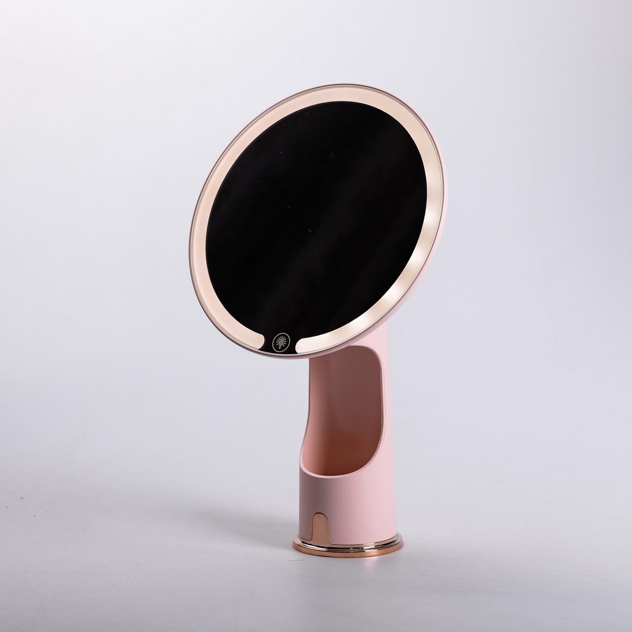 Дзеркало з підсвічуванням настільне косметичне кругле з LED підсвічуванням USB 18,5х10х29 см Рожевий (6875) - фото 2 Дзеркало з підсвічуванням настільне косметичне кругле з LED підсвічуванням USB 18,5х10х29 см Рожевий (6875) - фото 2