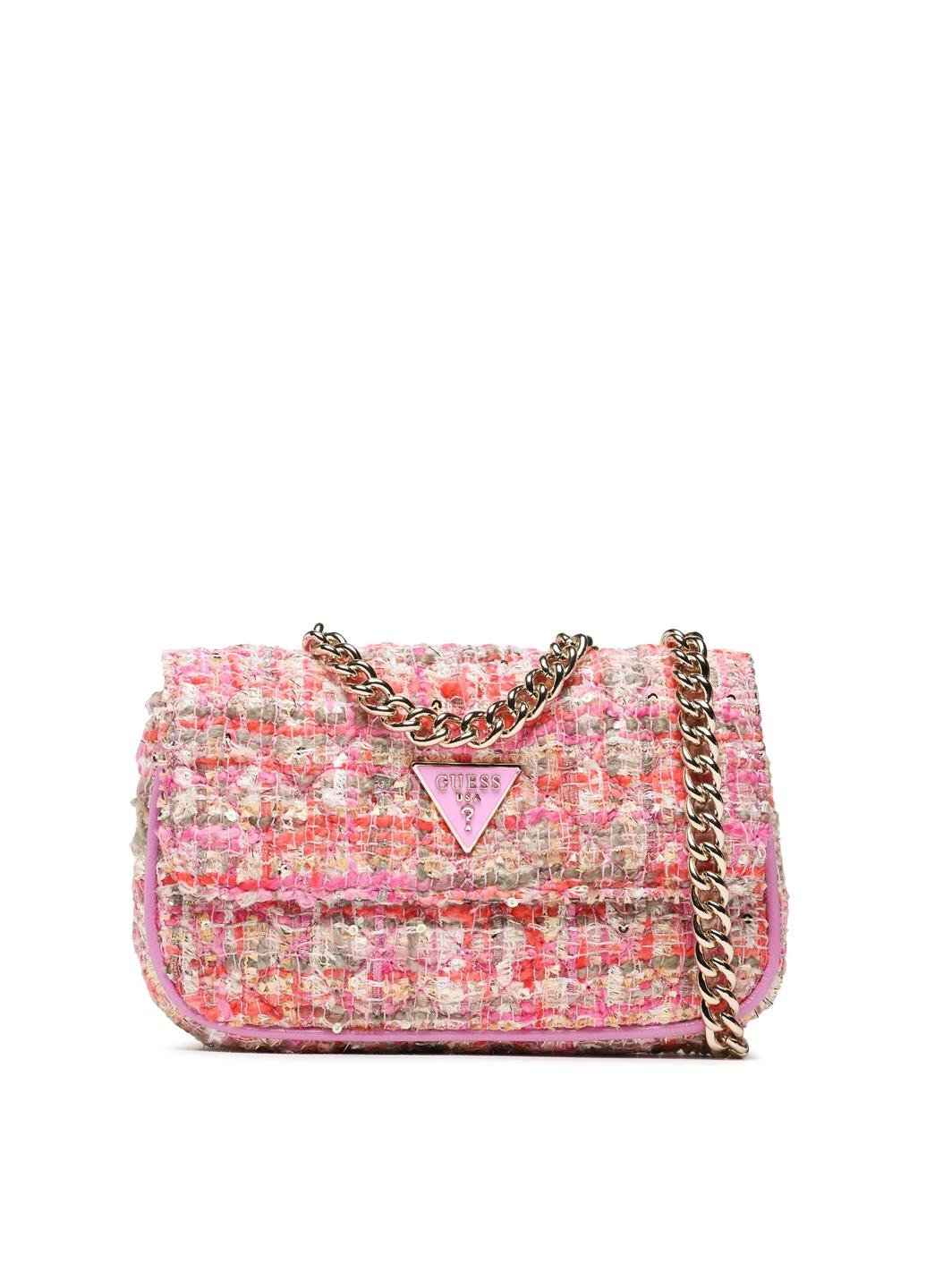 Сумка крос боді жіноча твідова Guess SPARK MICRO MINI HWTF8700780-FMU Фуксія