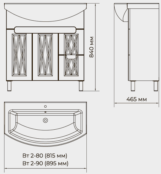 Тумба для ванної кімнати ВанЛанд Вт 2-80 Венеція (00075VAN) - фото 2