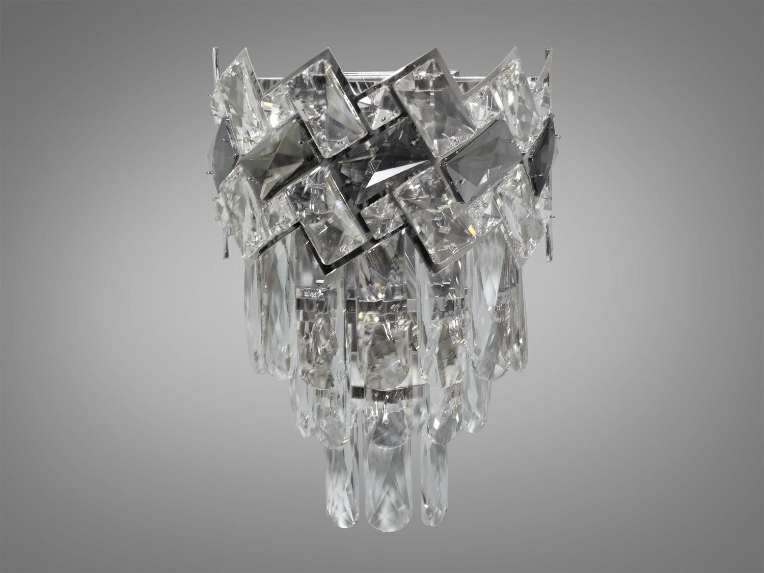 Бра классическая хрустальная 2 лампы Хром (6309-B CH)