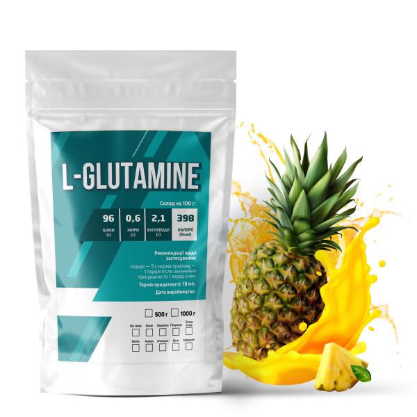 Амінокислота L-Glutamine Ананас для м'язової тканини на 100 порцій 500 г (21-125-glu-an500)