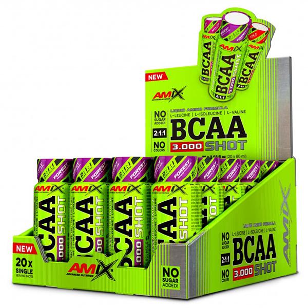 Жидкие BCAA Amix Nutrition Shot 3000 для роста мышц 60 мл Лесные фрукты (28134005) - фото 2