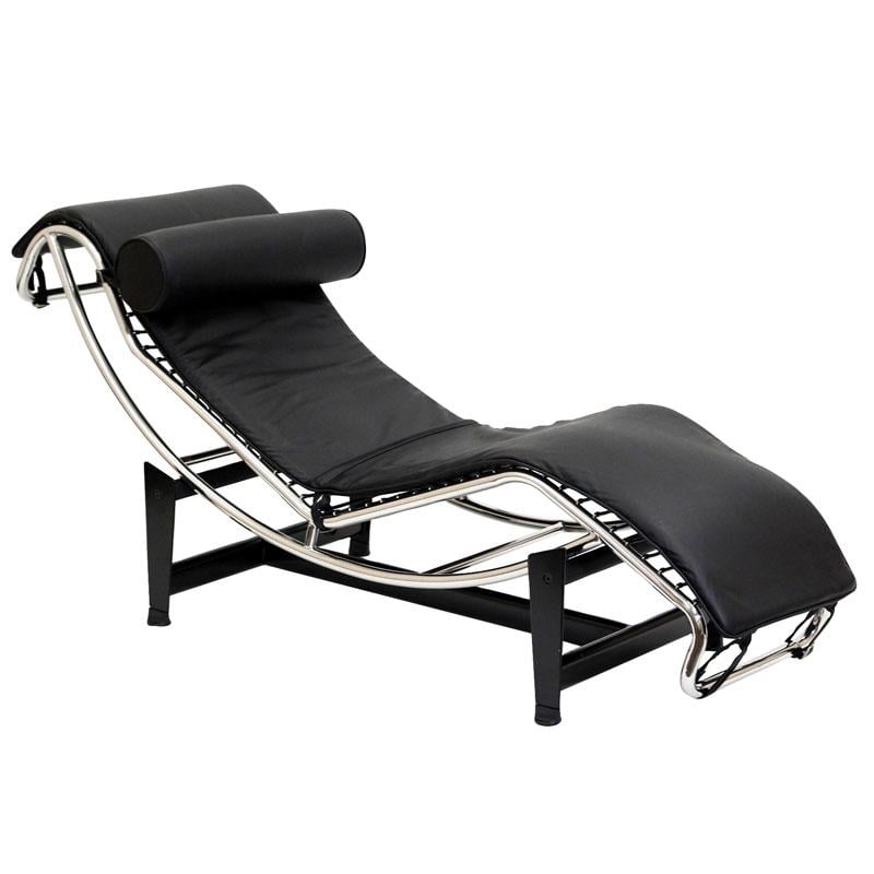 Шезлонг Лекор шкірозамінник нержавіюча сталь Чорний (30562574)