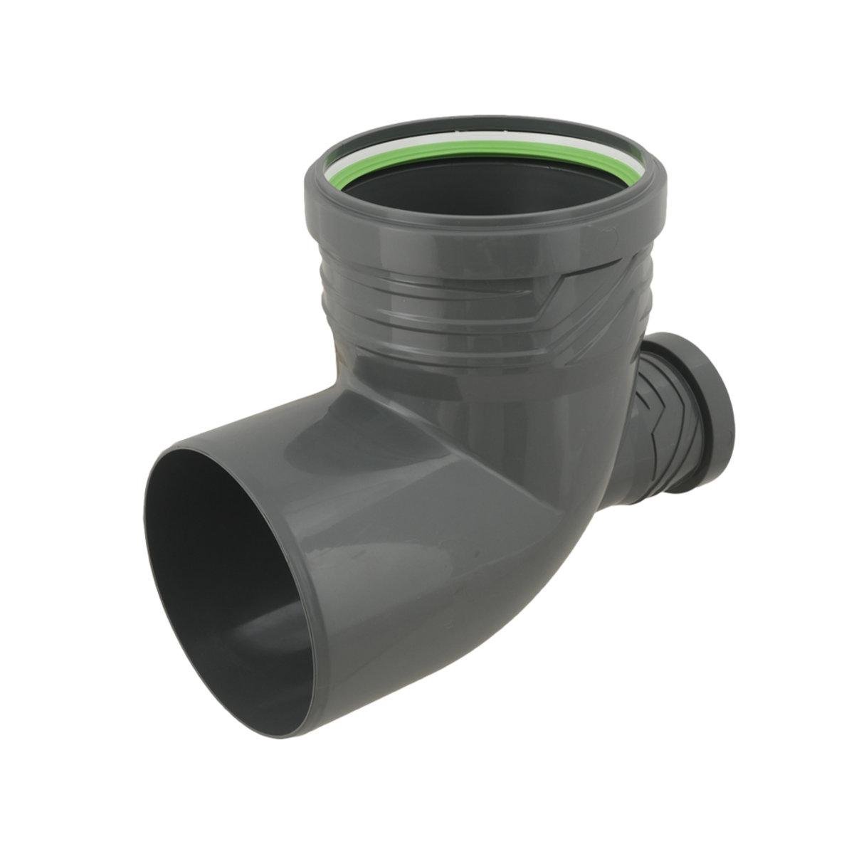 Колено канализационное ASG HTR 180° с отводом вверх 110x50x90 мм (SW-92891)