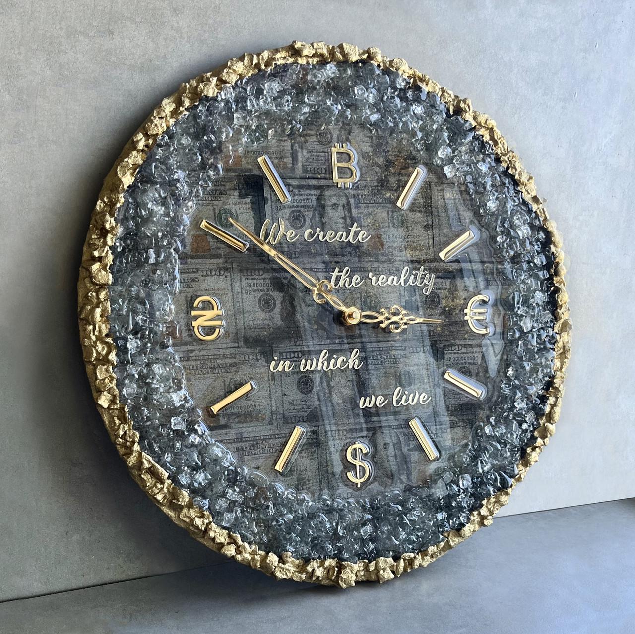 Часы настенные круглые из эпоксидной смолы Time Is Money 30x30 см