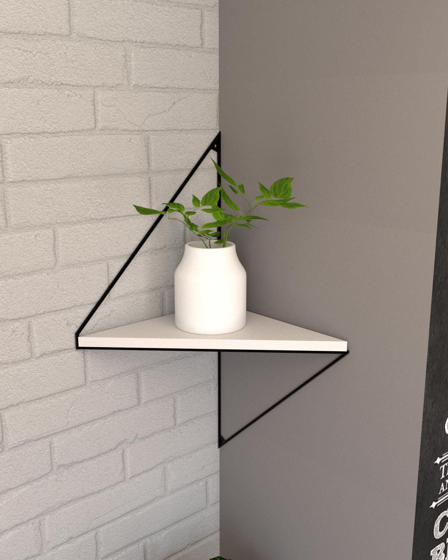 Полка настенная угловая EcoLoft Вердина в стиле лофт Белый (DSP-1312-7)