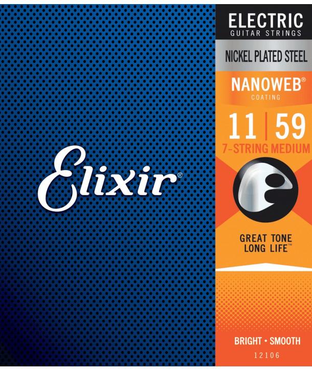 Струны для 7-струнной электрогитары Elixir Nanoweb Nickel Plated Steel 12106 (128241)