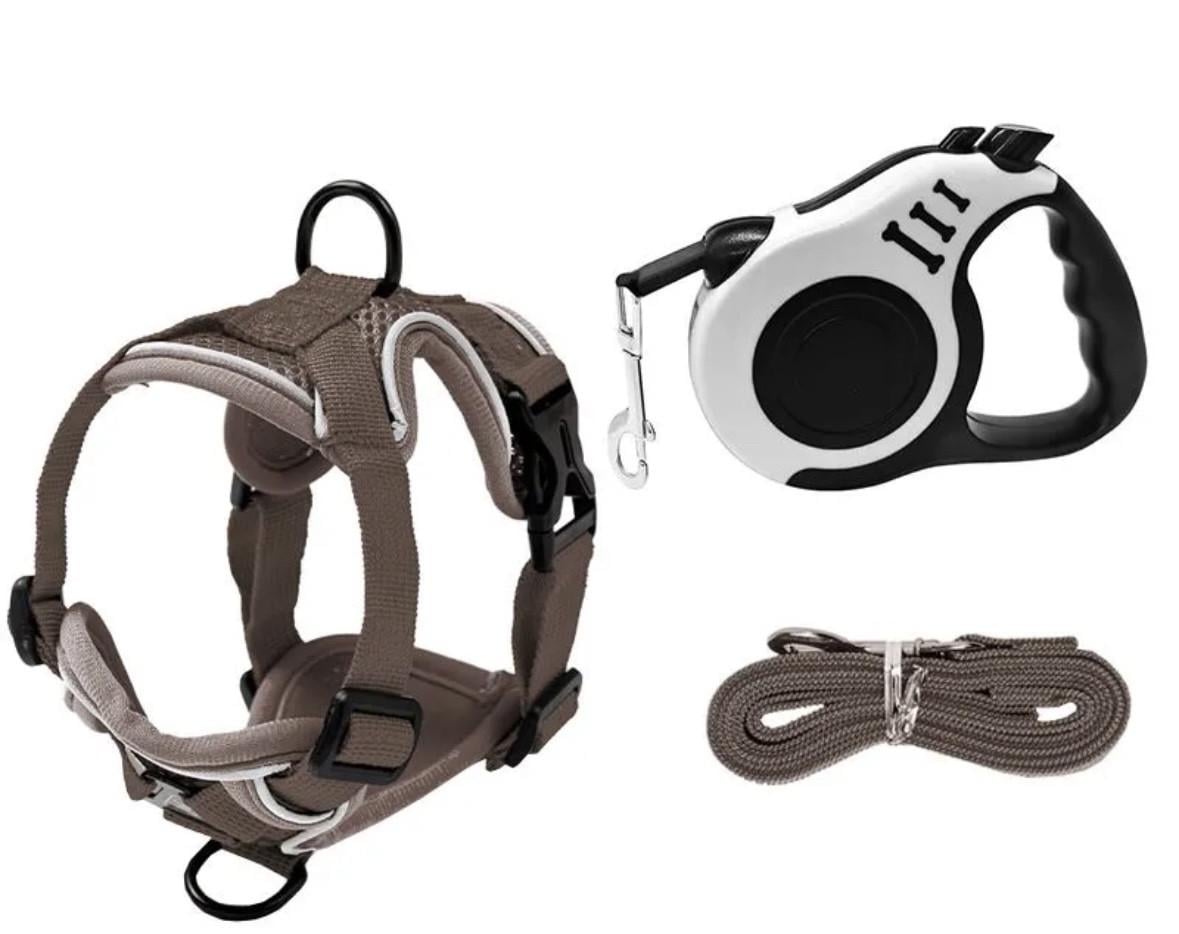 Шлейка для котів з повідцем Pet Style S Коричневий