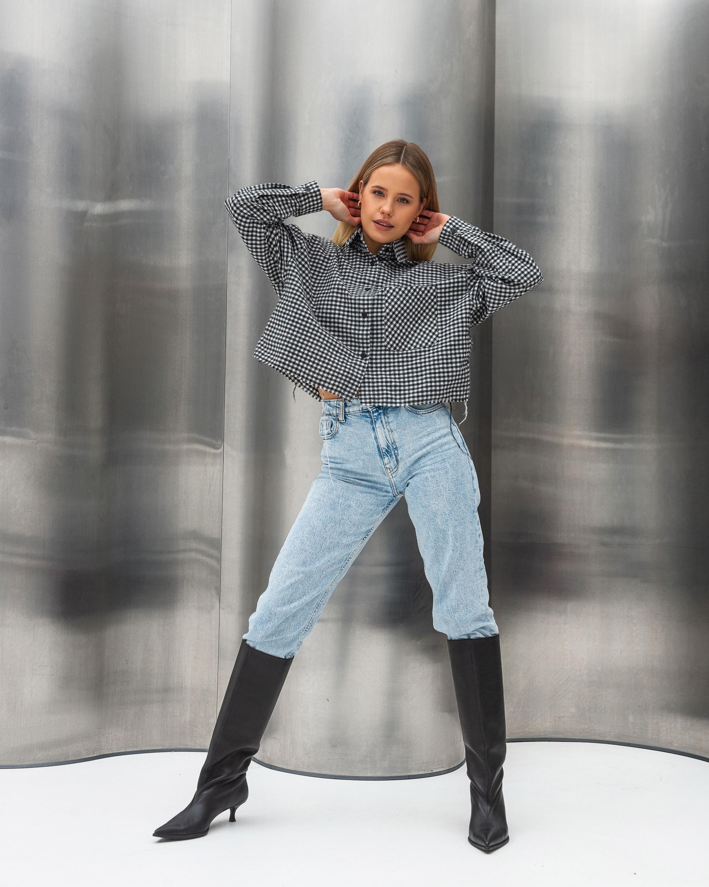 Сорочка жіноча ZF Inspire 1662 тепла коротка у клітинку L-XL Чорний (1662-Black-L-XL) - фото 1 Сорочка жіноча ZF Inspire 1662 тепла коротка у клітинку L-XL Чорний (1662-Black-L-XL) - фото 1