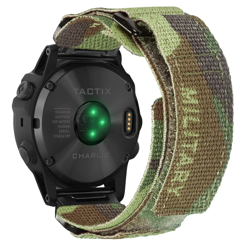 Ремінець для годинника Hemsut HGA131 Military nylon strap with Velcro Garmin Camo 20 мм Green (4135)
