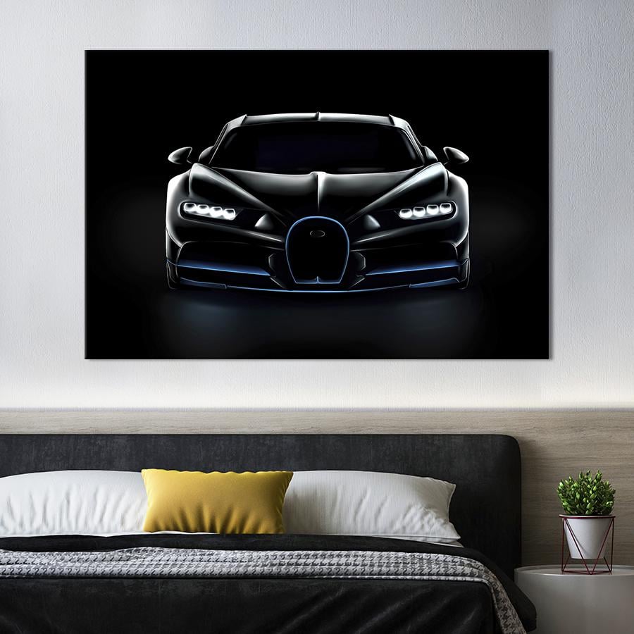 Картина на полотні Вугільно-чорний бугатті Хірон 51x34 см (1305-1)