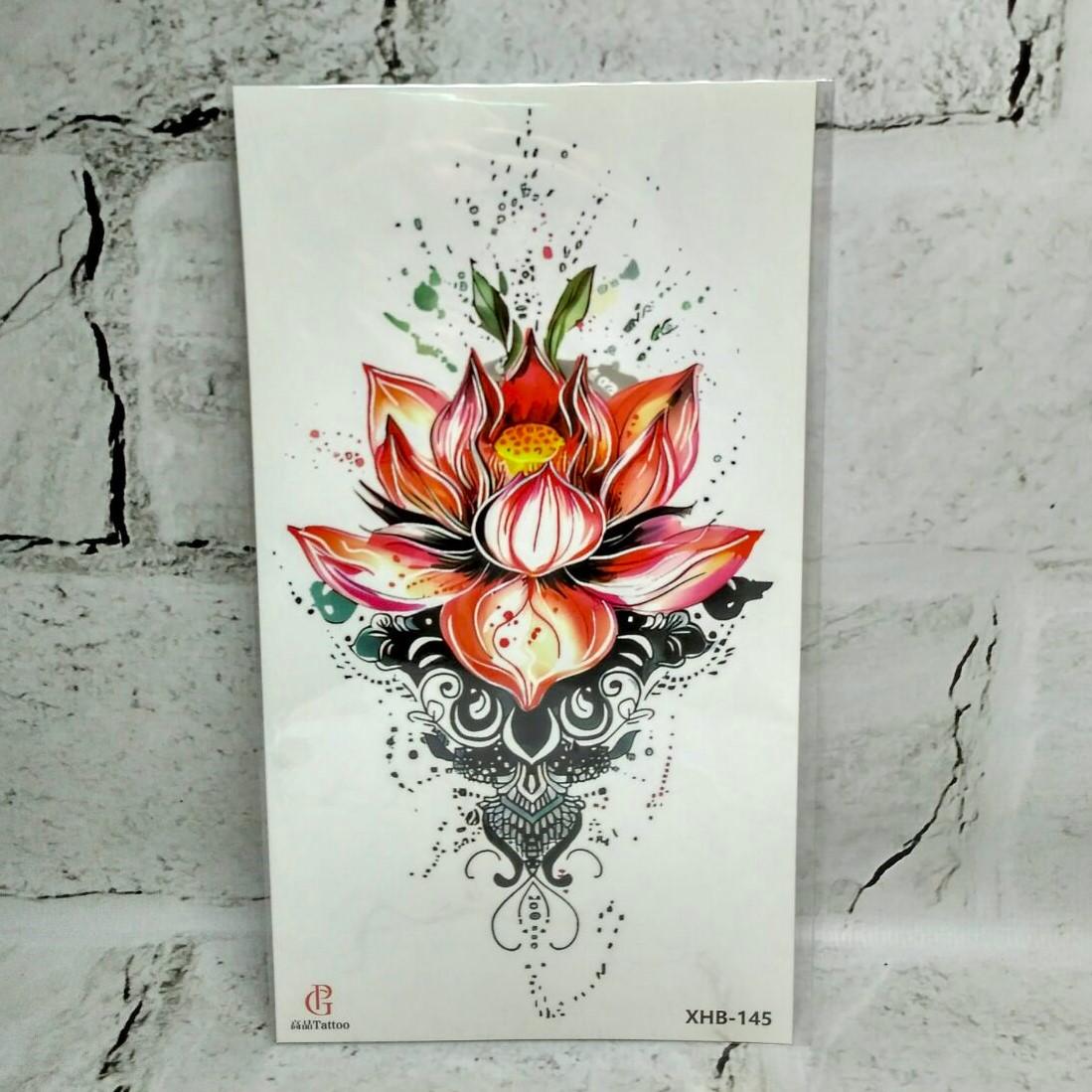 Тату временное Цветок лист 11,5x21 см (XHB-145)