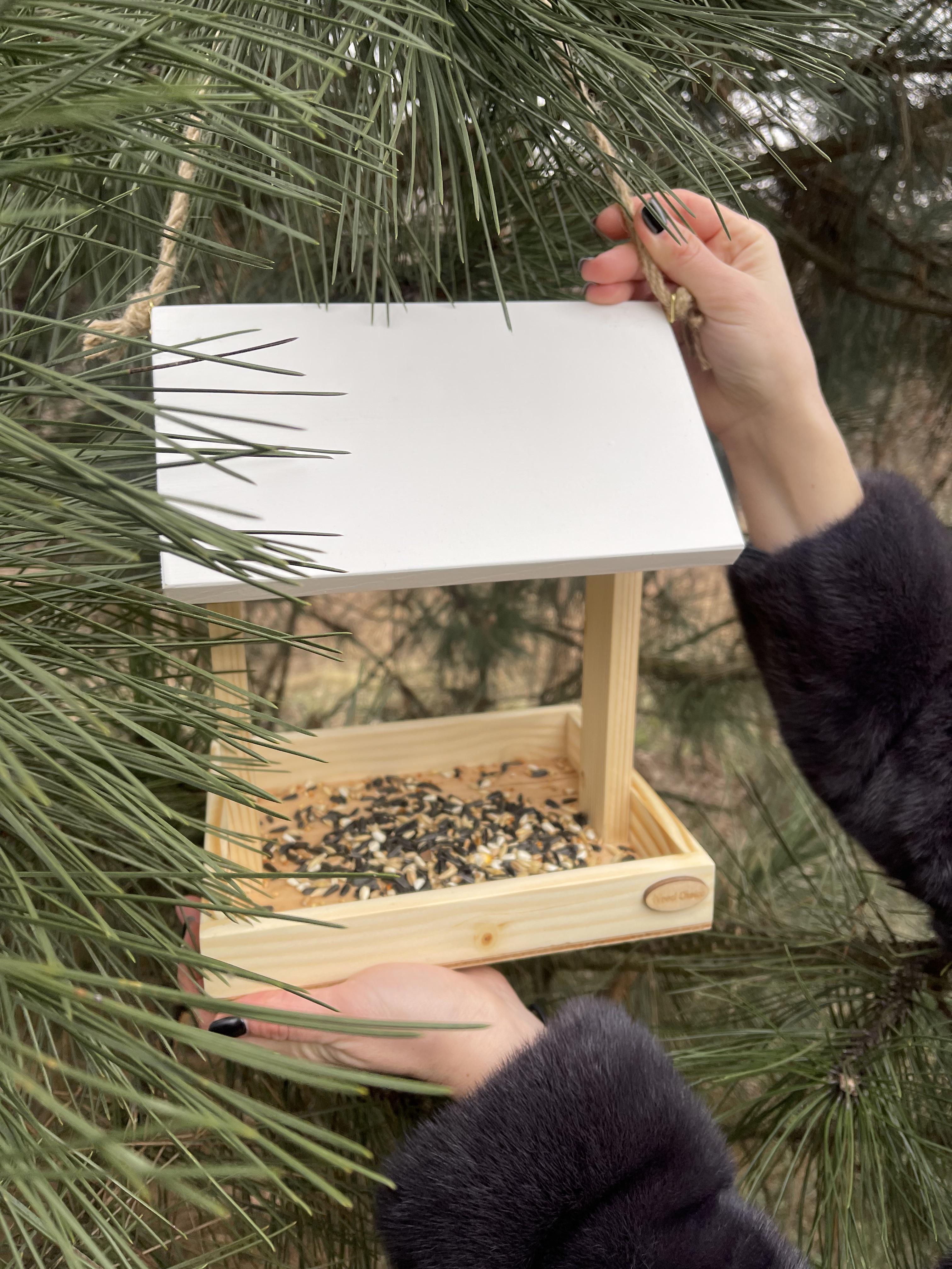 Кормушка для птиц подвесная 20х22х28 Белый (234) - фото 5