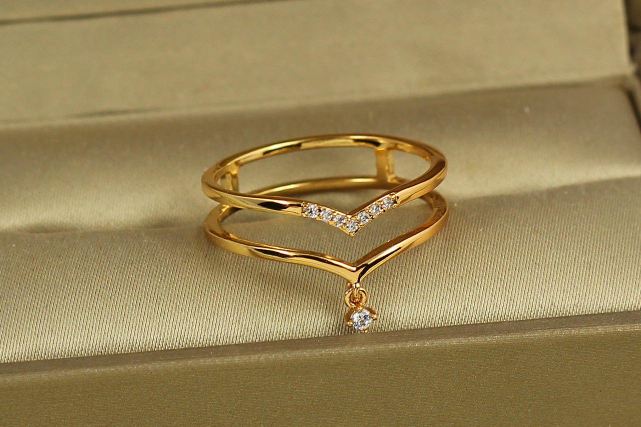 Кольцо Xuping Jewelry галочка с фианитом танцующий р. 19 Золотистый (29219245)