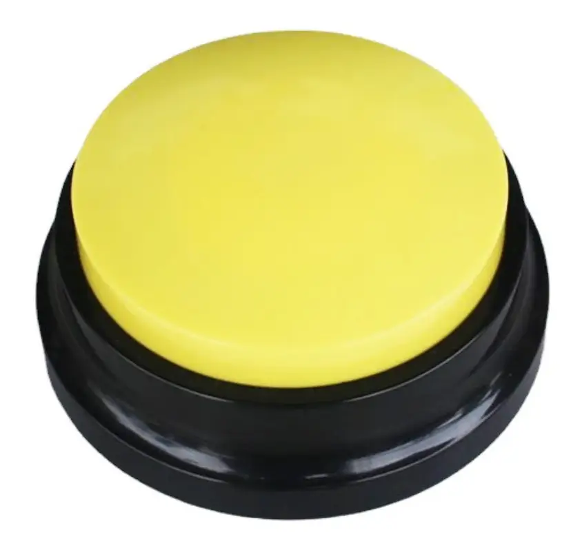 Звукова кнопка для собак та котів Pet Button з голосовою командою 9x4,5 см Жовтий (MK001044) - фото 1